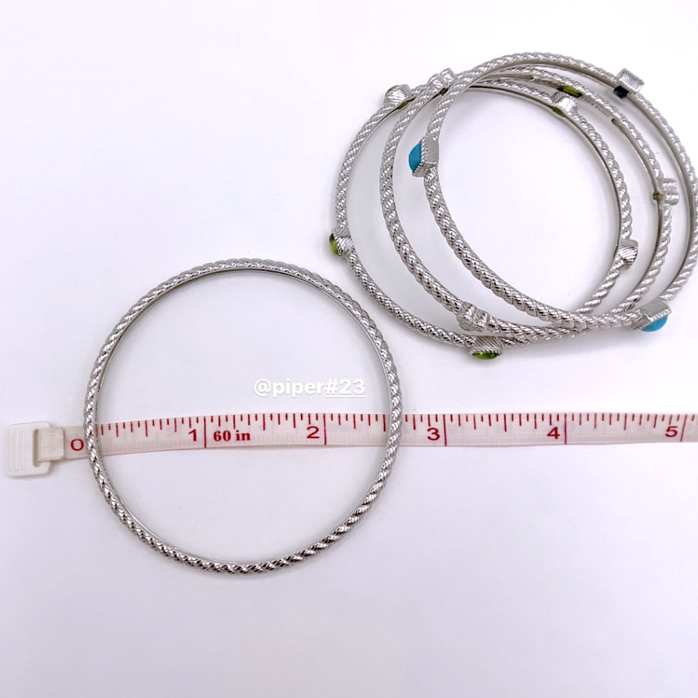 EUC Judith Ripka Sterling Silver Multi-gemstone & Diamonique Bangle Bracelet Set - Picture 8 of 9